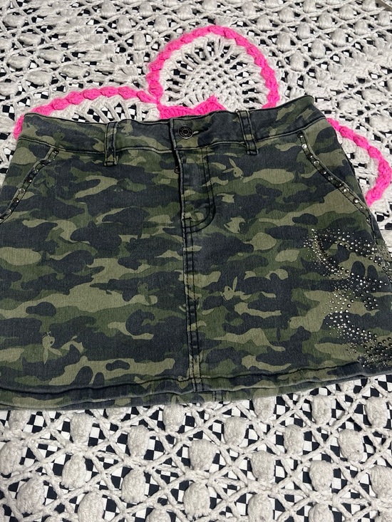 PLAYBOY Dresses & Skirts - Y2k Women's Camouflage Playboy  Skirt with Studs And Rhinestone Details